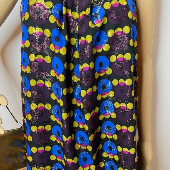 Anna Sui mod metallic graphic print shift dress! - Picture 3 of 12